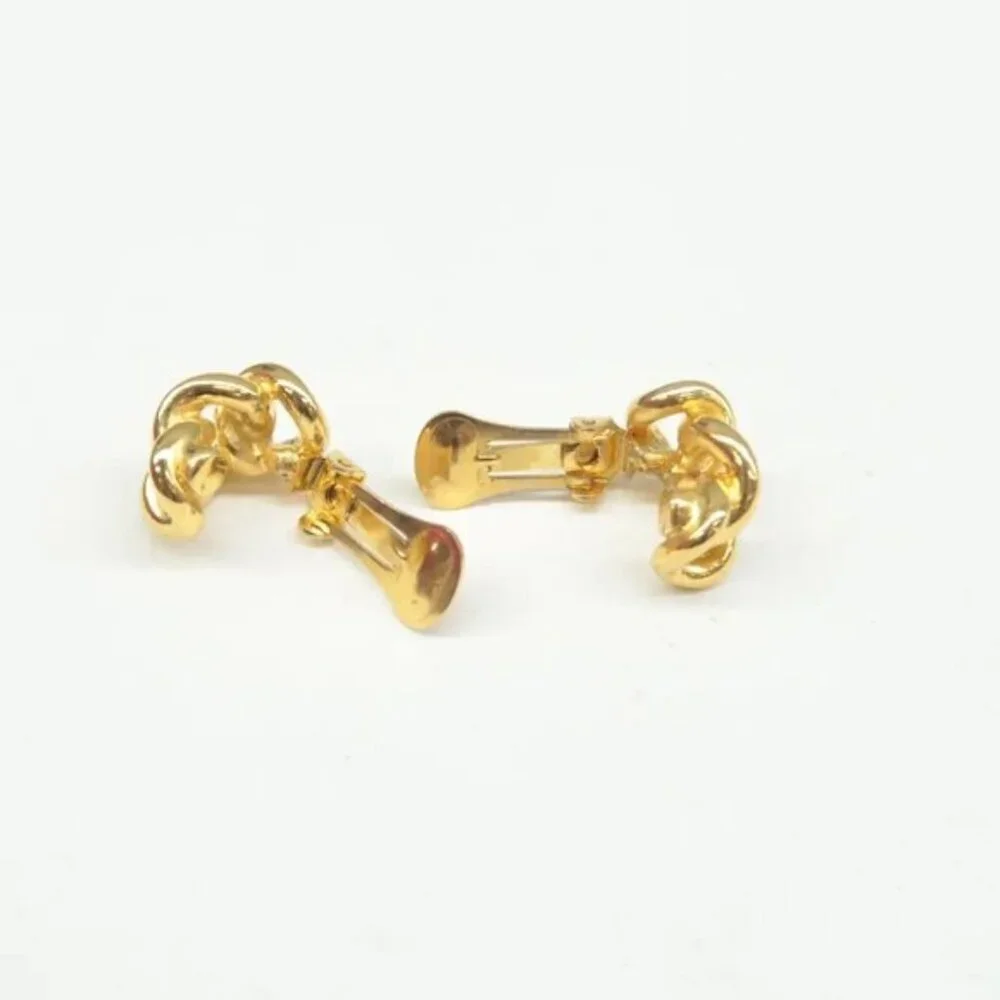 100% Authentic DIOR Gold Metal Clip-On Earrings 302-092924